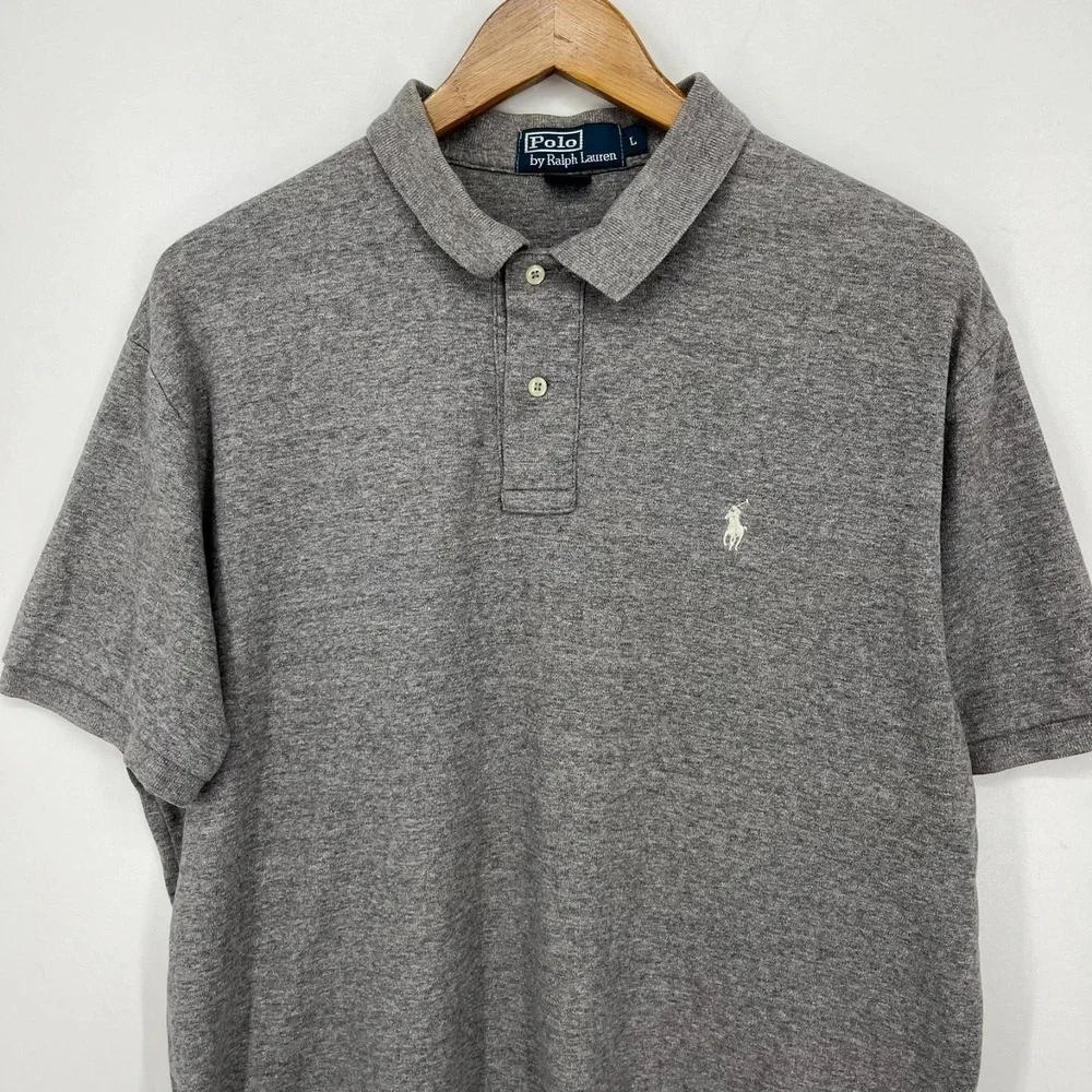 Polo Ralph Lauren Polo Shirt Men's Size L Gray Short Sleeve Pony Logo Cotton‎